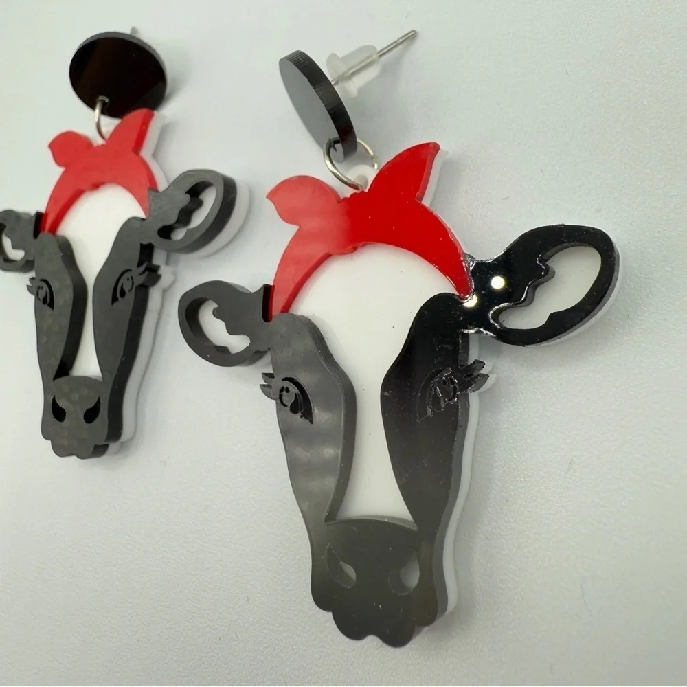 Milkmaid Dairy Cow Retro Acrylic Earrings